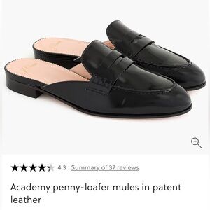 J. Crew Academy Penny-Loafer Mules Black Leather Slip-On Slides - 9